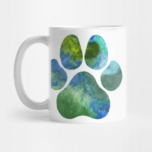 Green and Blue Paw Print Mug